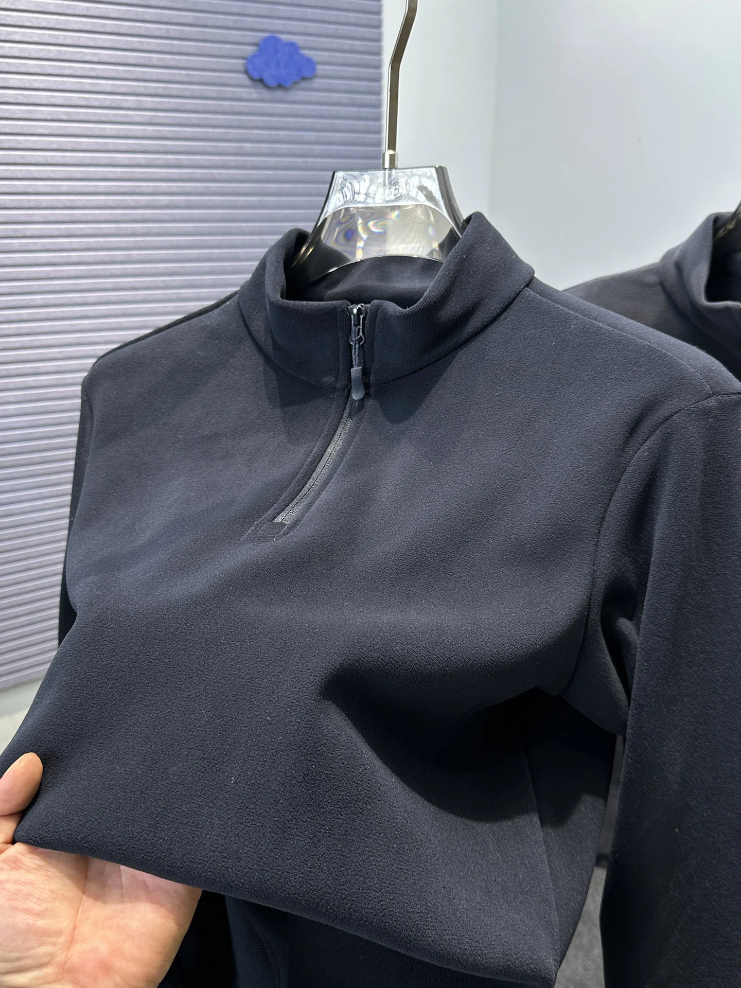 

Двусторонняя толстовка из орлона с высоким воротником для мужчин, осенне-зимняя, повседневная, на молнии, с воротником-стойкой, теплая, однотонная, свободного кроя