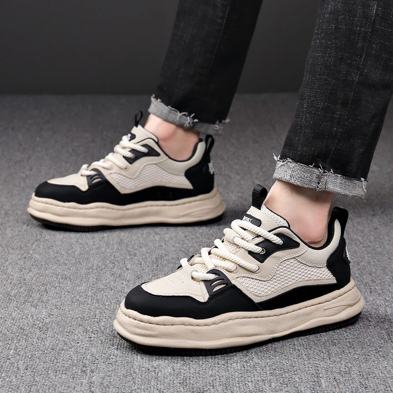 Mesh+Cowhide 7CM Men Elevator Shoes Platform Sneakers Fashion Casual Lightweight Comfortable Breathable Height Increasing Sports