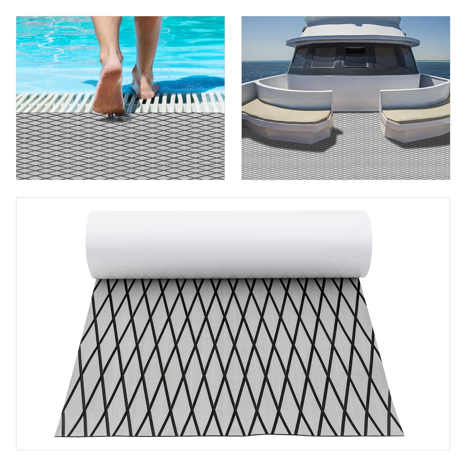 94*35inch Rectangular EVA Marine Mat Marine Carpet Cooler Tops Seating Non-Slip Self-Adhesive Flooring Material