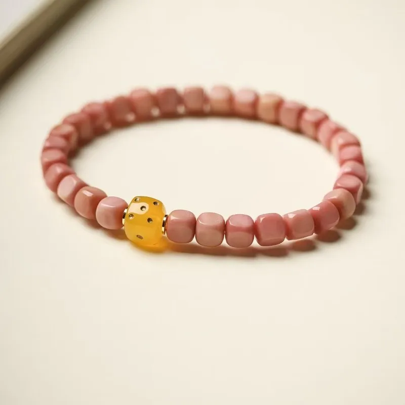 Natural Ridge Bodhi Pink Small Square Sugar Bracelet, A Stress-Relieving And Comfortable Wristband