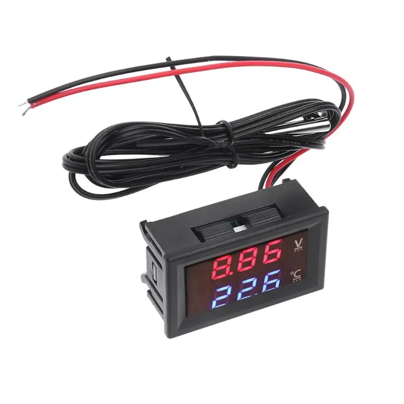 12V 24V Auto Voltmeter LED Digitale Display Voltmeter Paneel Temperatuurmeter