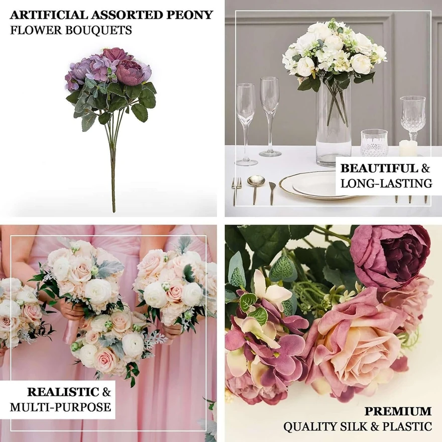 Cheap Silk Hydrangea Spring Wedding Garden Roses Bridal Bouquet Festival Decoration Vase Home Room Fake Peony Artificial Flowers