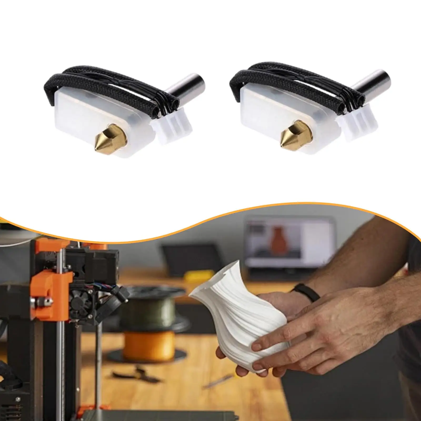 2 Pieces Hot End Kit 3D Printer 0.4mm Nozzle Printing Nozzle Assembled Print Head Easy Installation Suitable for