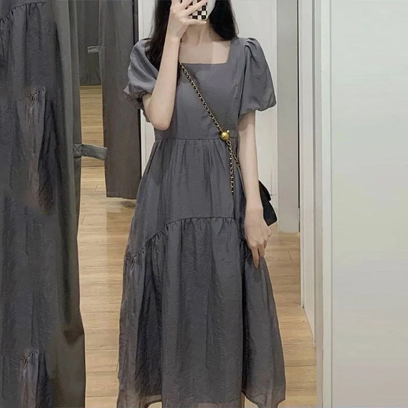 

Step into Summer in Style: 2025 New Korean Maternity Dress with Loose Fit, Copper Ammonium, and Trendy Bubble Sleeves