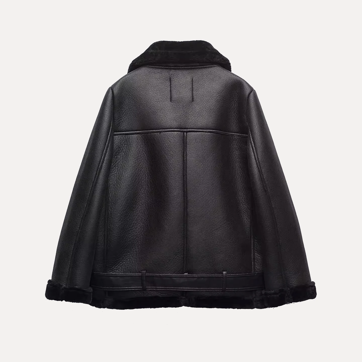 Z المرأة على الوجهين فارس Jaet معطف جلد دافئ الفراء تخفيف Sle فضفاضة تناسب طويلة Sve سستة كيت الخريف 2025