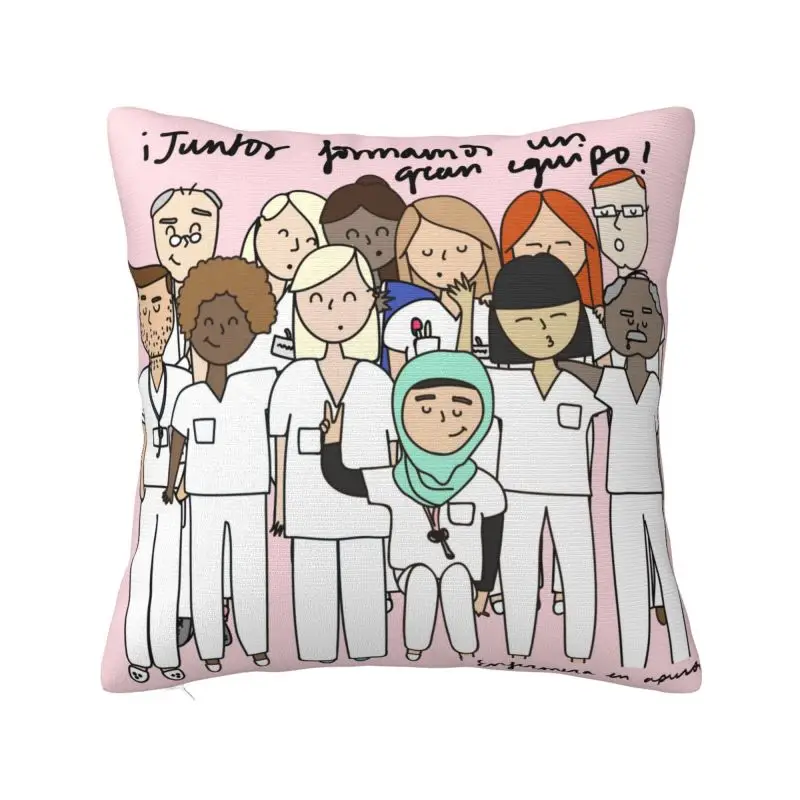 Custom Funny Cartoon Nurse Luxury Throw Pillow Cover Health Care Nursing Doctors Sofa Cushion