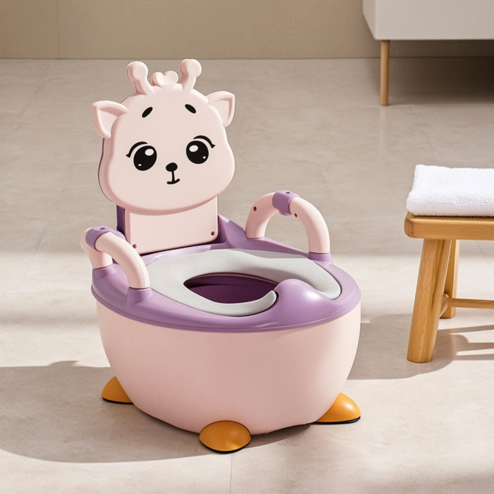 Potty Training Toilet Foldable Toddler Potty with Armrests Easy to Clean Stable for Toddlers, Bathroom, Nursery