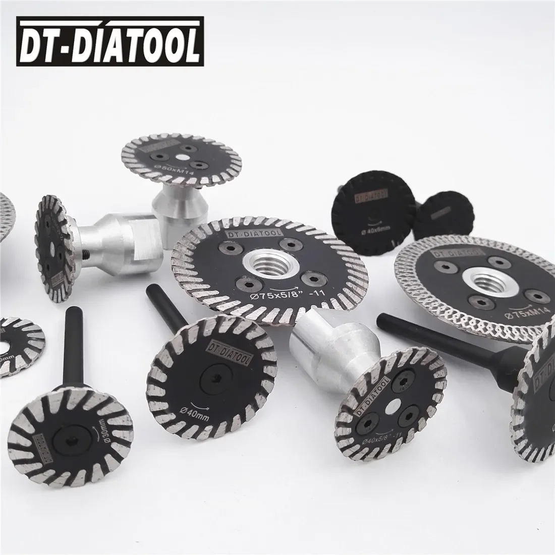 DT-DIATOOL 2pcs Mini Diamond Cutting Disc Hot Pressed Saw Blade 1pc Removable M14 Flange Carving Stone Marble Concrete