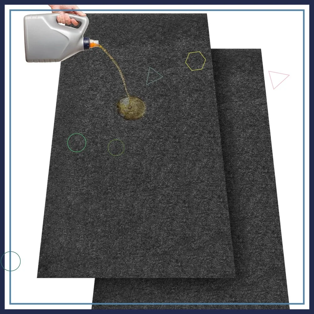 

2 Pcs Oil Spill Mat Set 36x60in Garage Floor Protection Reusable Washable Drip Mats