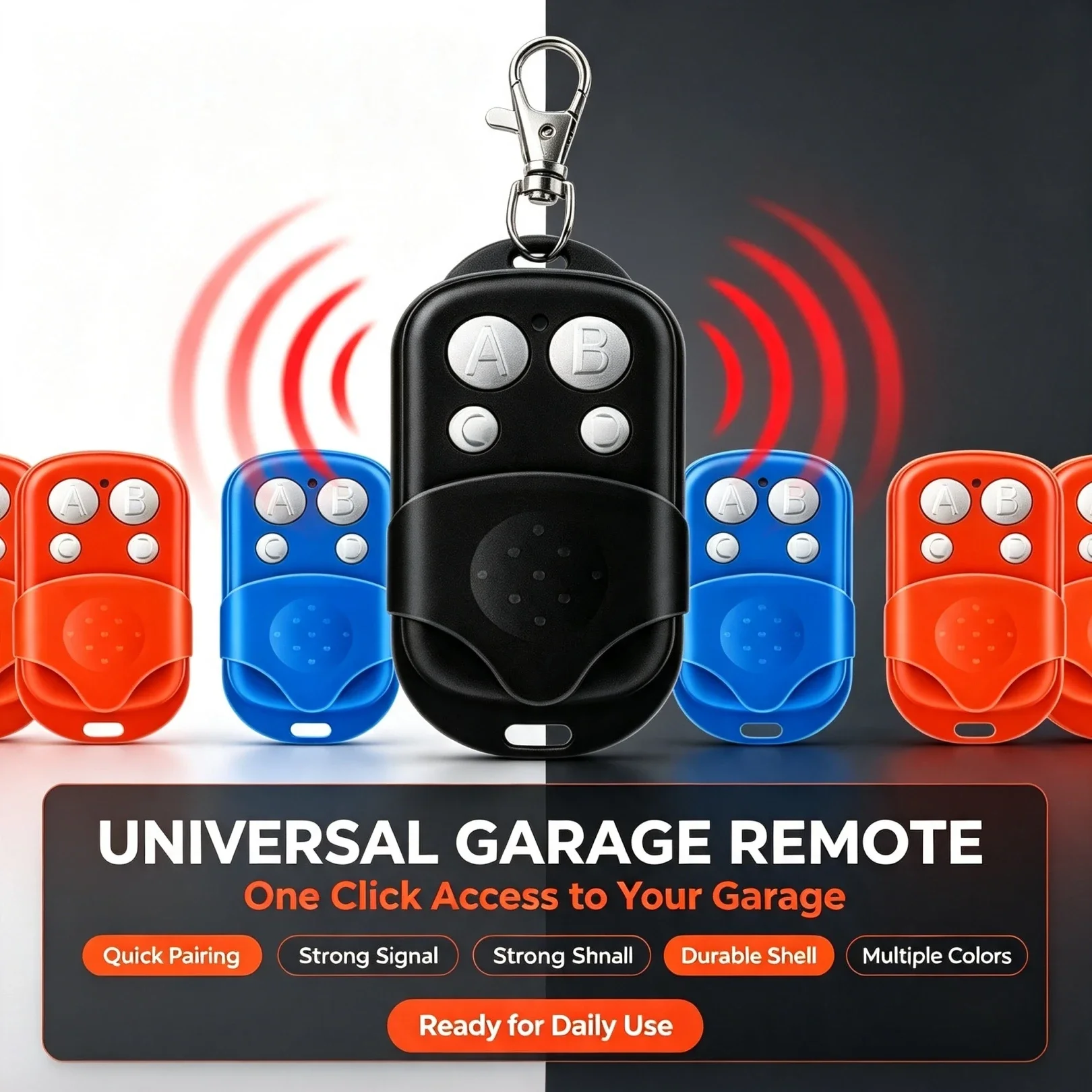 1PC Universal Garage Door Opener Remote Control 433MHZ 433.92MHZ Code Grabber Clone Gate Key Fob Command Hand Transmitter
