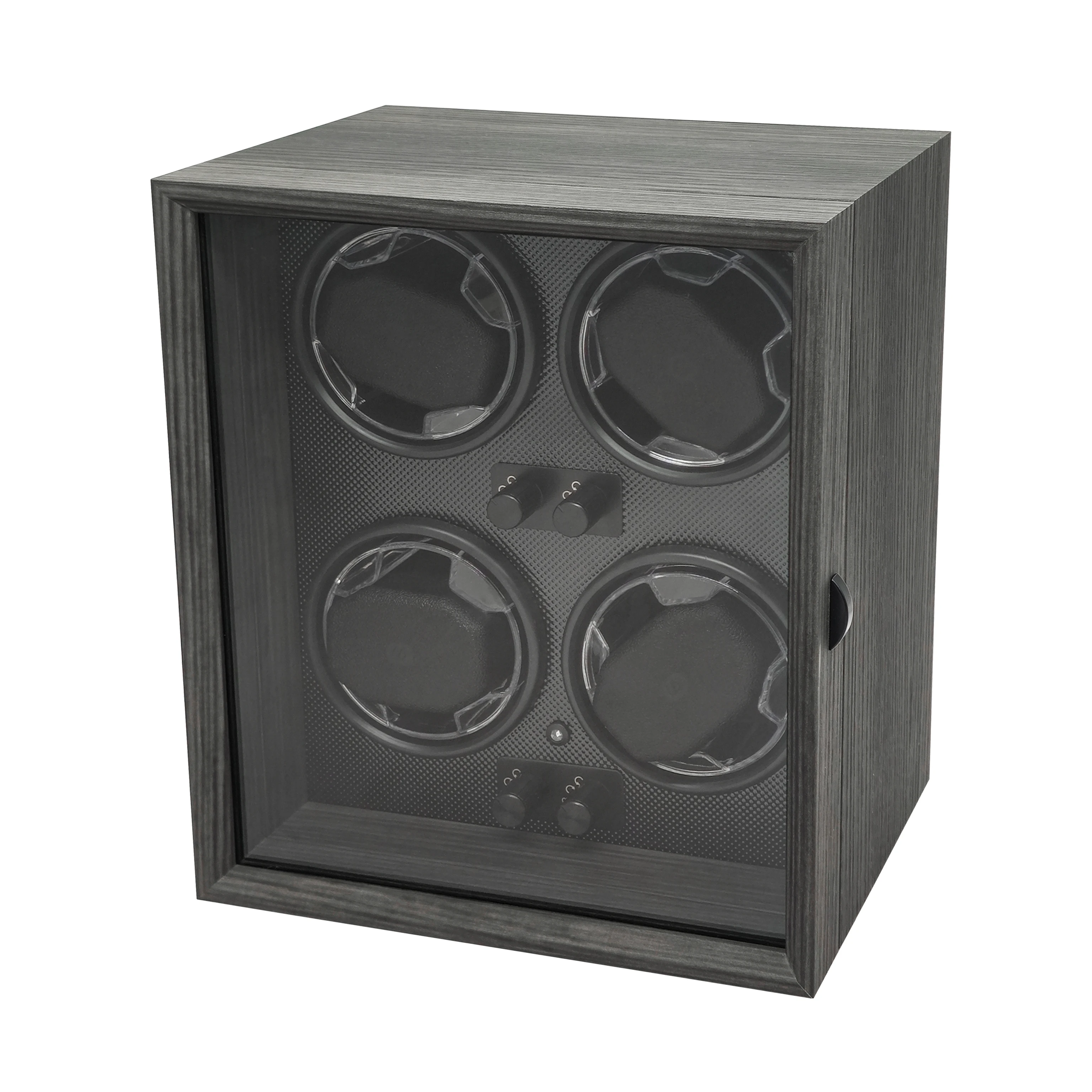 Watch Display Luxury Black Walnut Grain 2 4 Slot Rotating Stop Open Function Watch Winder Storage Box With Active Muting view 4