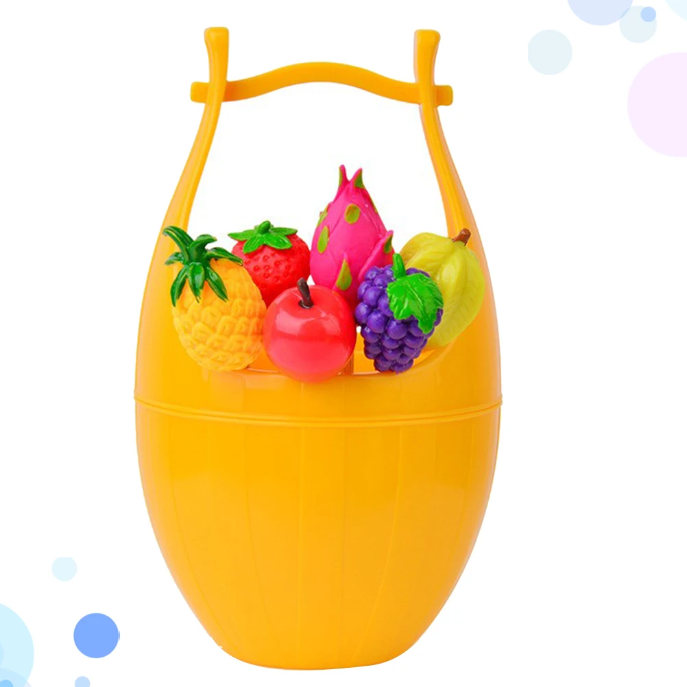 

6PCS Fruit Fork Set Wooden Barrel Storage Stainless Steel Plastic Safe Kids Adults Non-Hurt Mouth Cute Design Kitchen Dining