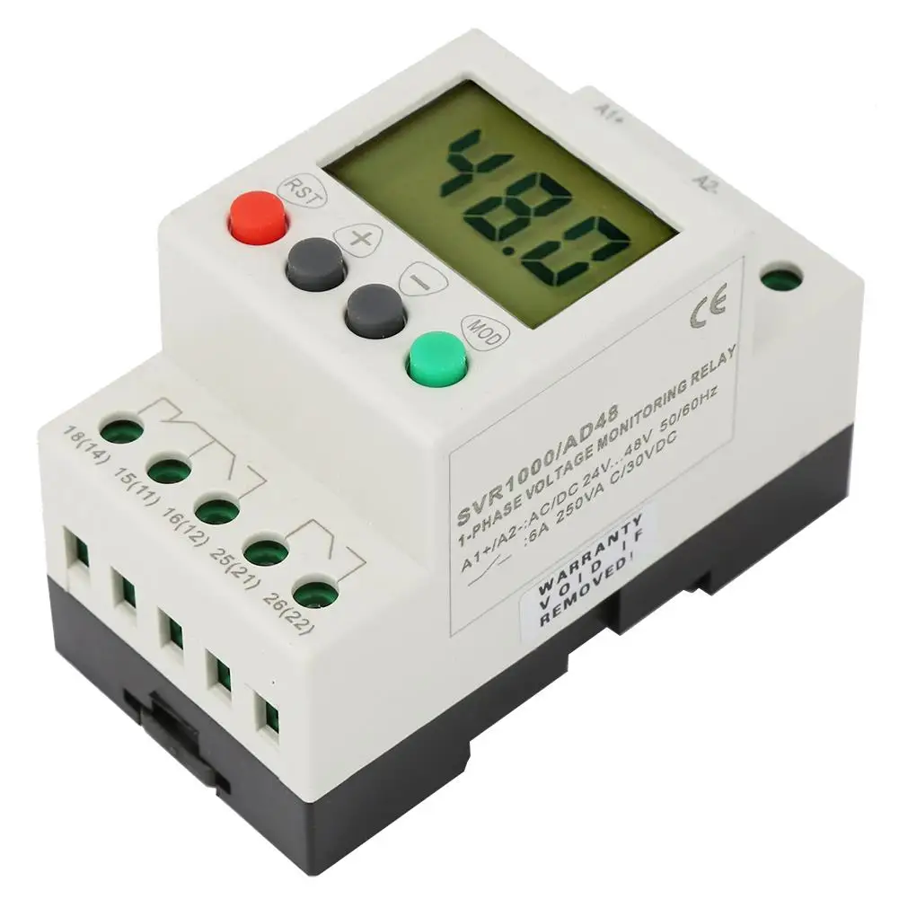 SVR1000 24V-48V AC/DC Over/Under Voltage Relay for electric Motors & Water Pumps - 50/60Hz