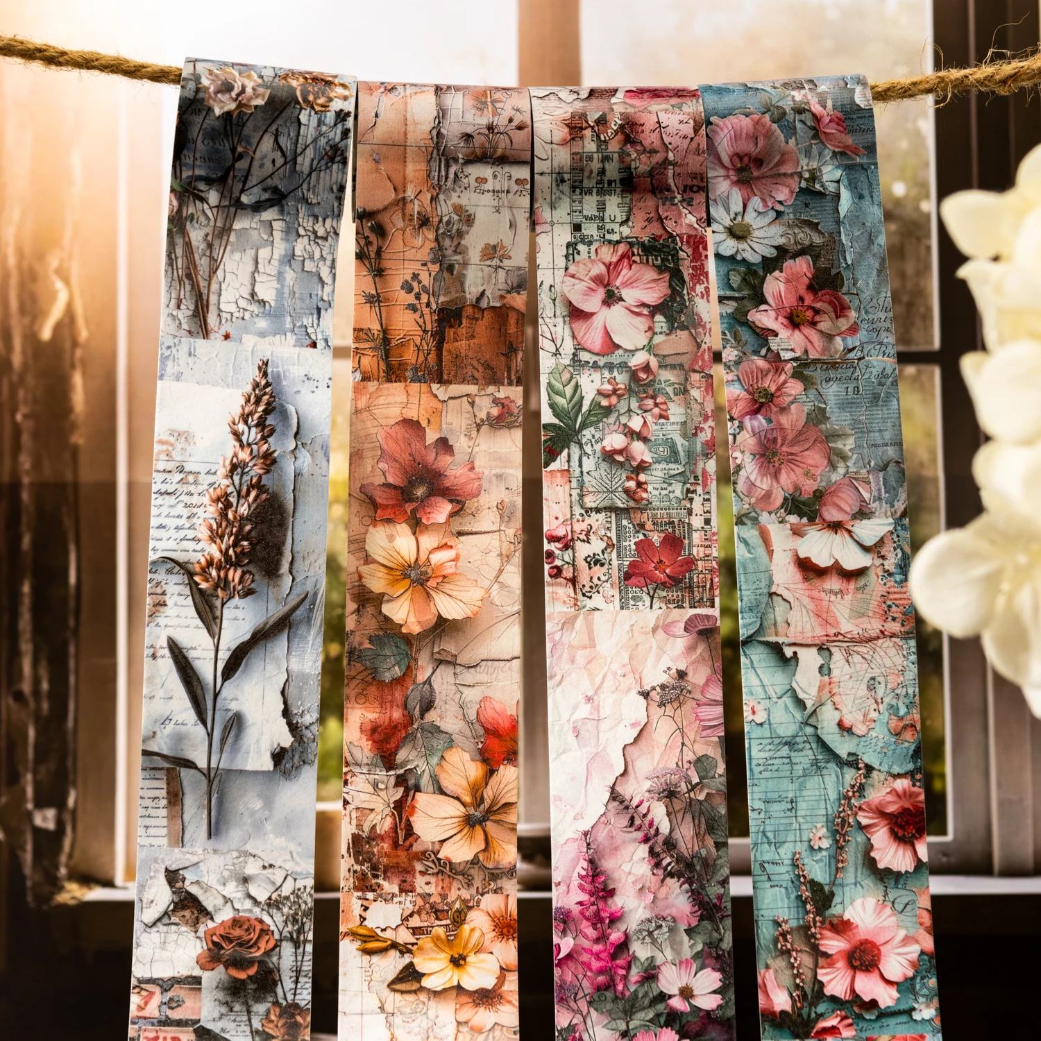

45mm*200cm Flower Collage Series Vintage Floral Landscape Washi Tape Creative DIY Journal Material Collage Stationery