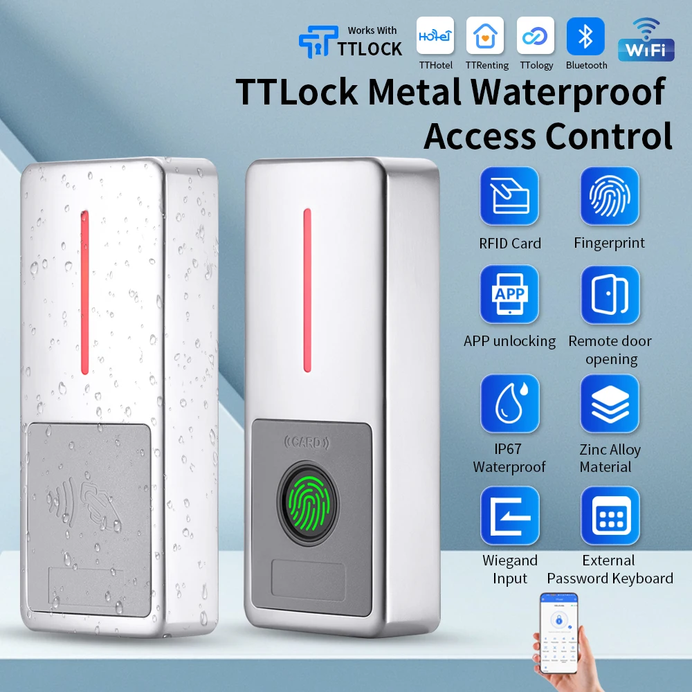 H18X Gate Smart Lock Fingerprint Access Control WiFi Bluetooth RFID Card TTLock APP Remote Unlock IP67 Waterproof Garden Gate