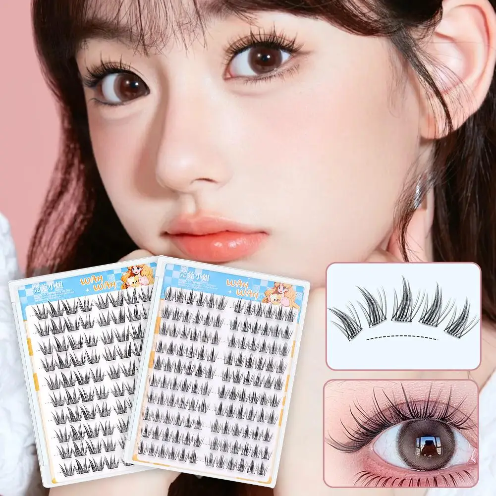 Glue-free False Eyelashes Single Cluster 10-12MM C-curled Natural Self-adhesive false Eyelashes for Beginners Makeup Tool H3X2