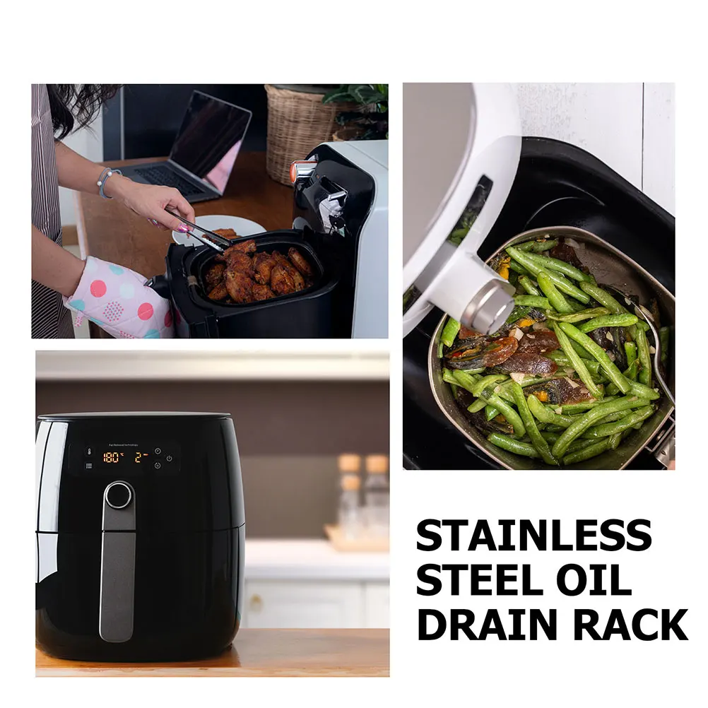 

1pcs Air Fryer Stainless Steel Bread Toast Rack For Grilling Oven Accessories Steamer Grill Rack Kitchen Cooking Tool