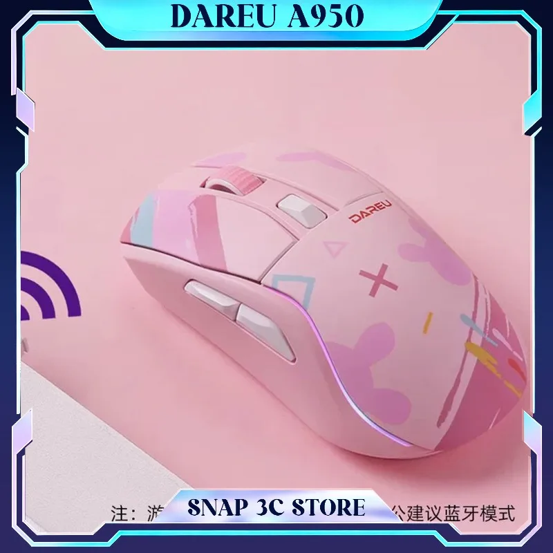 Dareu A950 Gaming Mouse Tri-Mode Bluetooth 2.4G RGB Wireless Mouse with Charging Dock 12000DPI Lightweight Gamer Mice for PC