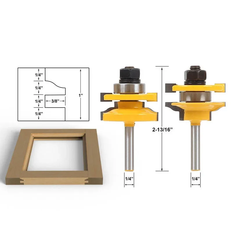 LAVIE 6.35mm & 6mm Shank Stile and Rail Milling Cutter Door Frame Joint Router Bit For Woodworking DIY Wood Tenon 19.5mm Depth