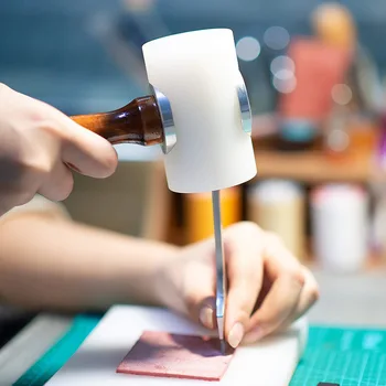 전문 가죽 조각 망치 나일론 망치 말렛 나무 손잡이, 가죽 공예 펀치 인쇄 타악기 DIY 도구