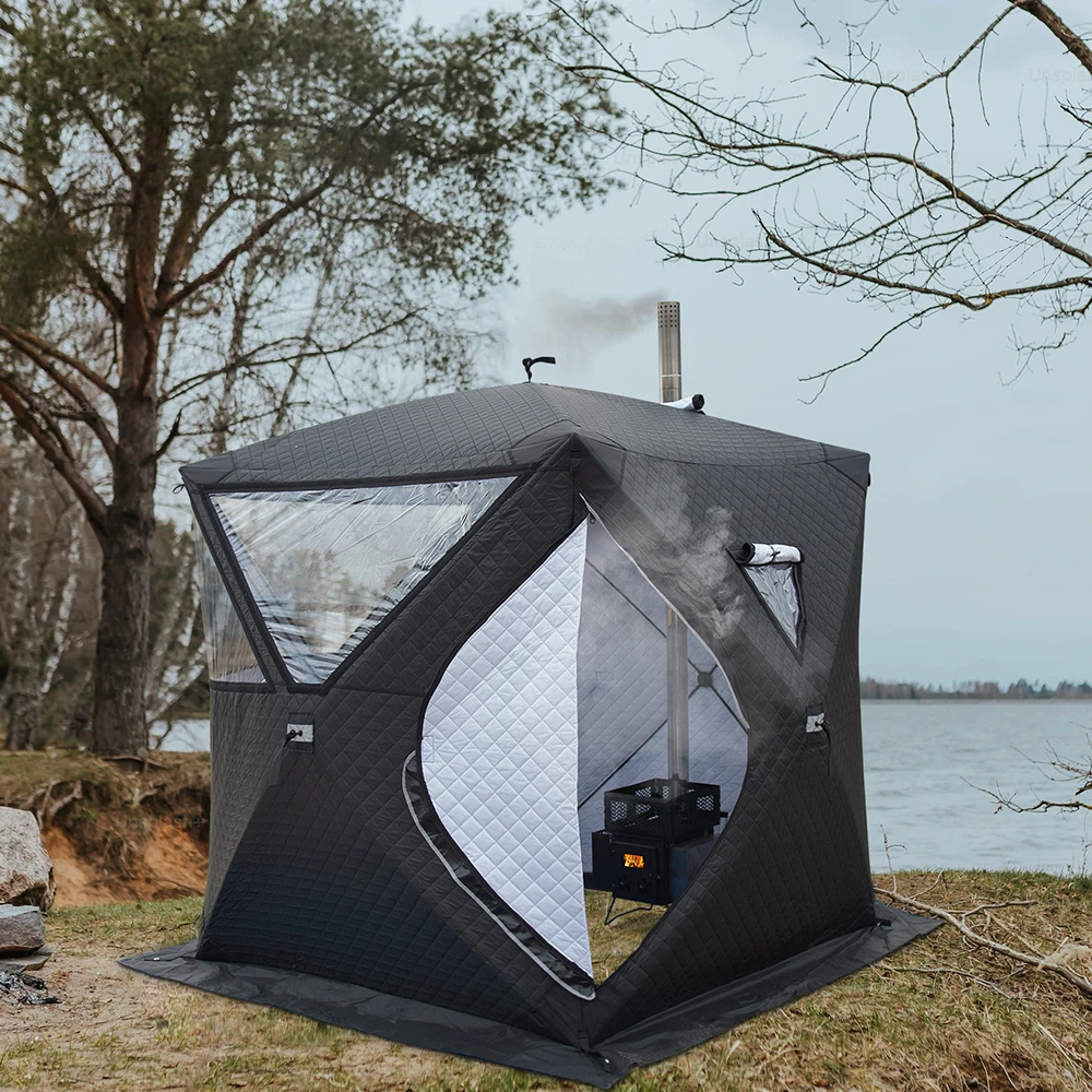 Newest camping tent pop-up hot sauna tent ice fishing tent with big window