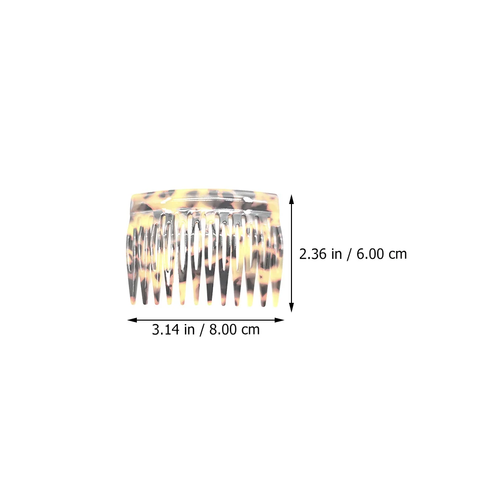

2Pcs Durable Acetate Hair Combs French Side Clips Leopard Pattern 12 Teeth for Women Hairstyling Leopard Prints Hair Combs