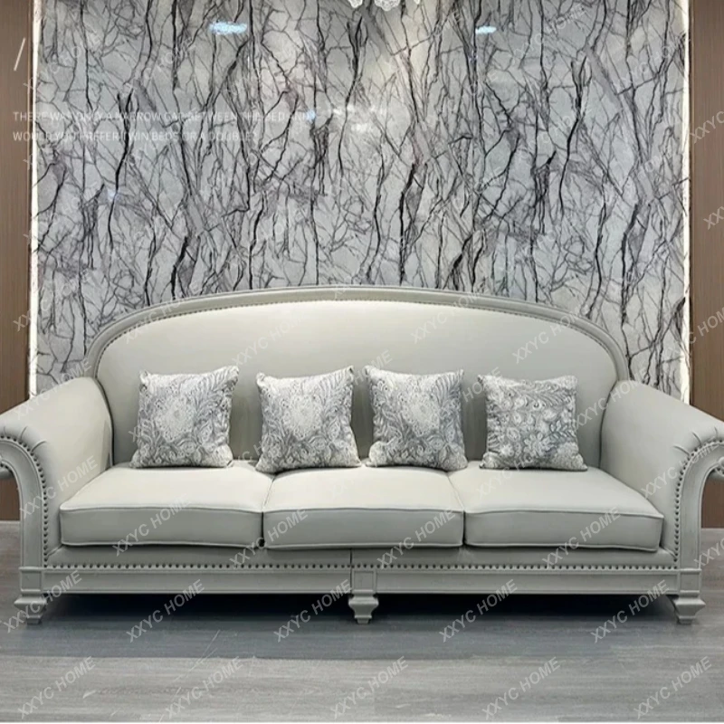 

Комбинированный кожаный диван для гостиной из массива дерева, для больших квартир