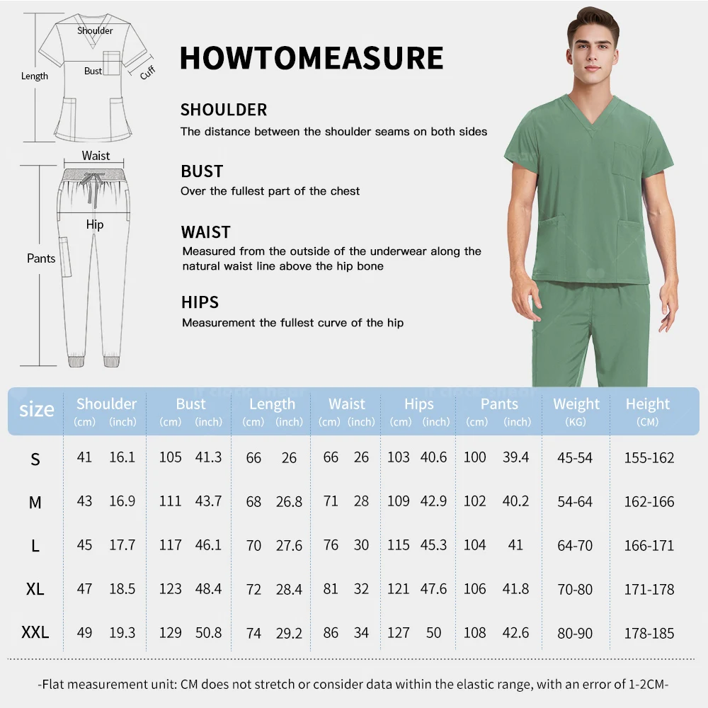 Nurse Medical Accessories Men Casual Short Sleeved Apparel Medical Pharmacy Workwear Set V-neck Hospital Doctor Nursing Uniforms