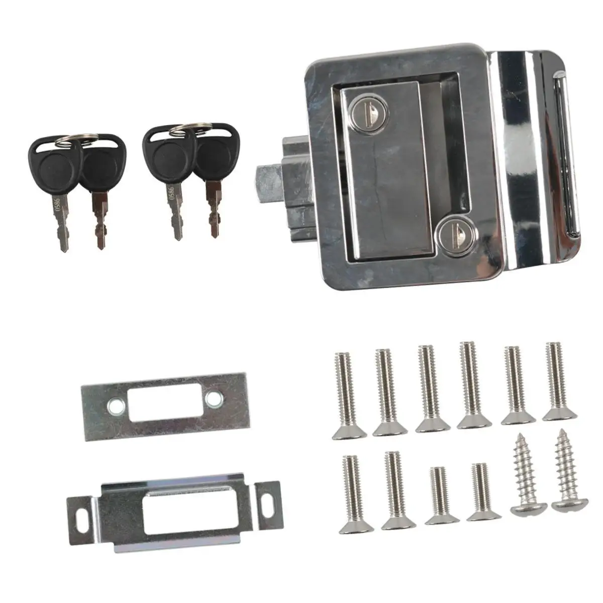 

RV Entry Door Lock Vehicles Latch, with Keys Cargo Hauler Travel Trailers Van Universal Compact Replacement