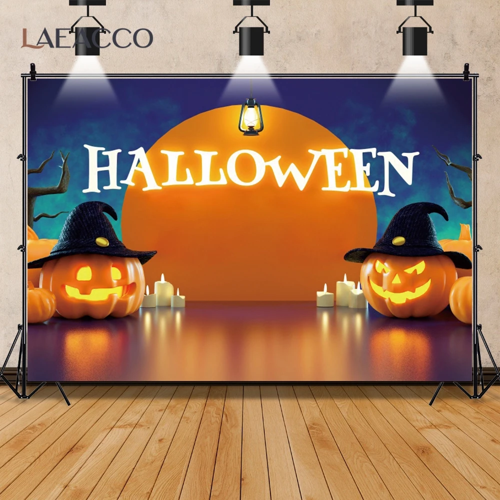 Happy Halloween Photo ฉากหลังฟักทอง Eve Night Party ครอบครัวเด็กภาพภายในการถ่ายภาพพื้นหลังแบนเนอร์ฤดูใบไม้ร่วง