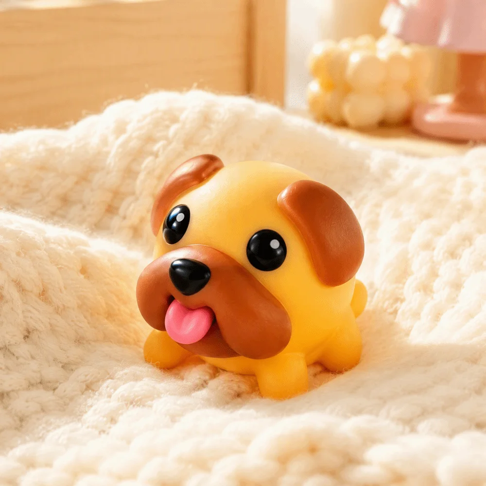 Vinyl Material Puppy Ornament Out its Tongue Lovely Style Puppy Vinyl Ornament Creative Design Silicone Pendant Decoration