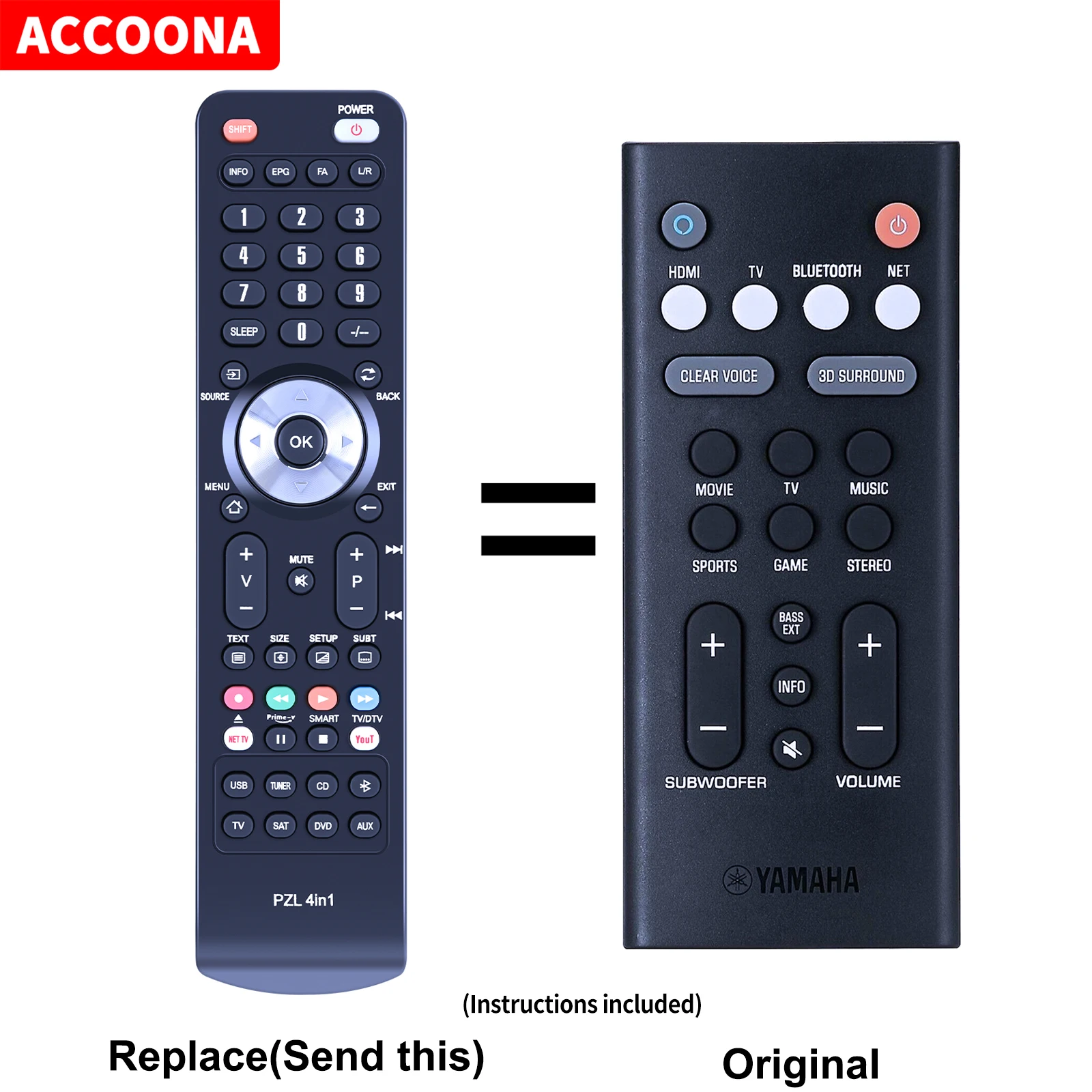 VCQ9140 استبدال مكبرات الصوت التحكم عن بعد متوافق لياماها الصوت بار ATS-1080 ATS-1090 ATS-2090 YAS-1080 YAS-109 YAS-209 #1