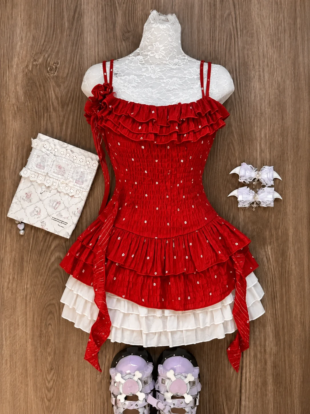 Japanese Sweet Preppy Style Skirt Set Women Kawaii Lace Patchwork Bow Tops + Y2k Plaid Mini Skirt Elegant Outifits 2 Piece Set