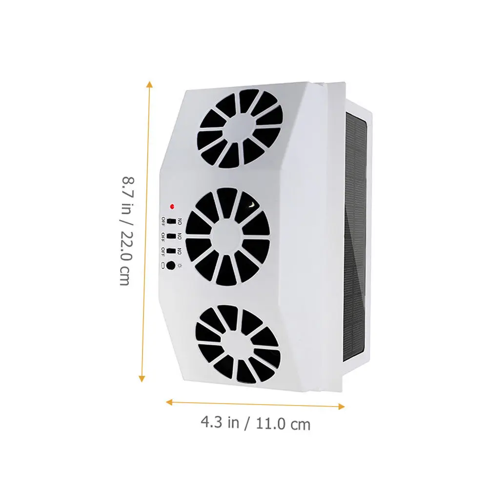 Solar Car Ventilation Fan Powered Exhaust Cooling Without AC Window Suv Baby White Three Duct Motor Energy