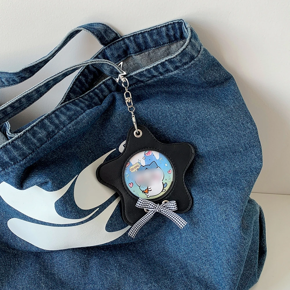 INS Fashion Korean Star-Shaped Photo Card Holder Cute Girls Backpack Pendant Decoration Keychain Wallet Badge Storage Bag Gifts
