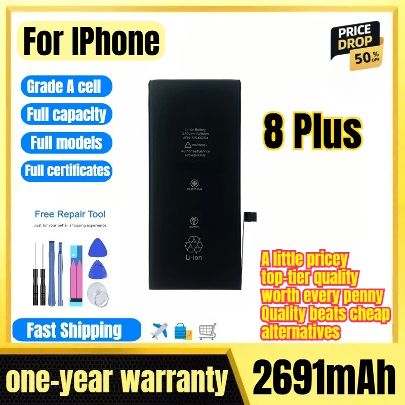 A1864/A1897 for IPhone 8 Plus Phone Battery 0 Cycle High Quality High Capacity Replacement Bateria Grade A Cell with Tools
