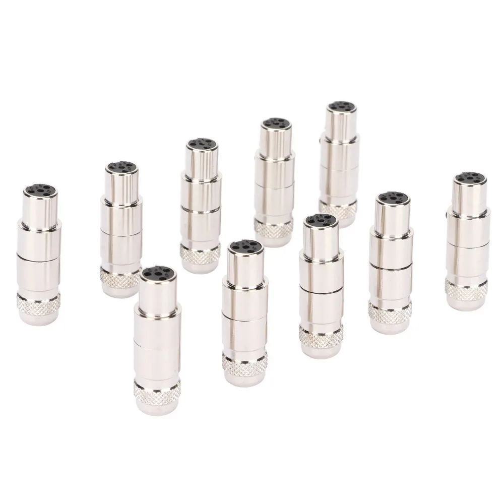 10PCS Metal 4 Pin Mini XLR Female Connectors Noise Reduction Protective Shielding 4 Cores XLR Female Plug