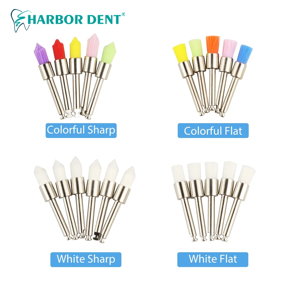 50Pcs/bag Dental Polishing Brush Nylon Latch Small Flat/Sharp Polishing Dentistry Lab Prophylaxis Brushes