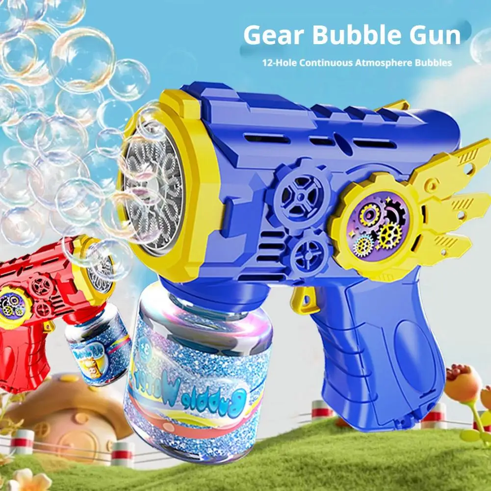 Automatic Bubble Gun Toy for Kids 12-Hole Handheld Bubble Machine Outdoor Summer Play Gift for Girls Boys