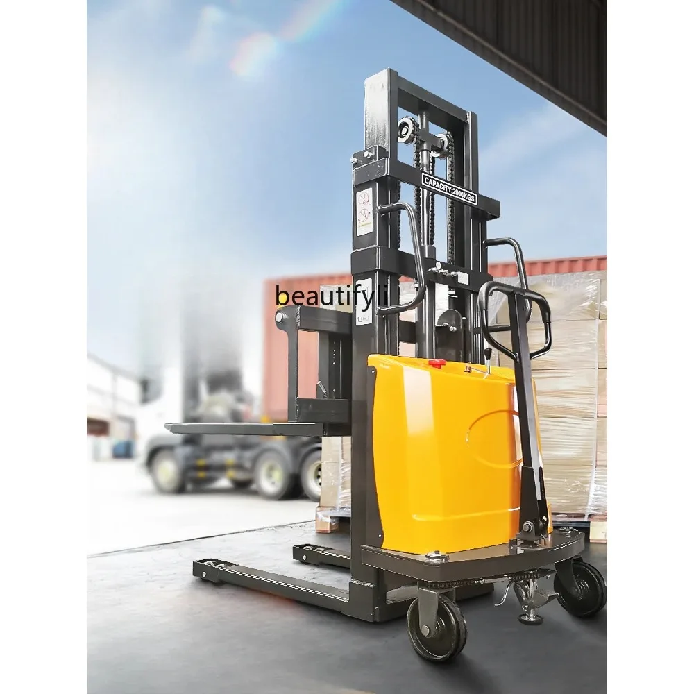 

Electric Forklift Small Warehouse Pallet Truck Semi-Electric Hydraulic Lifting Heap Height Forklift