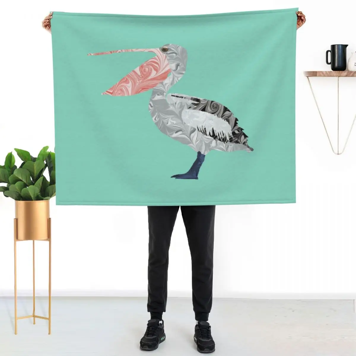 Australian Pelican Marbled Paper Collage Throw Blanket Luxury Thicken Blankets For Baby Luxury Summer Weighted Blankets