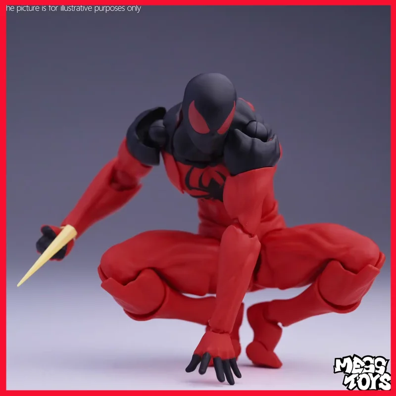 Mess Toys Kaine Parker Scarlet Neighbor Scarlet Spider Traje de Batalla Negro y Rojo Figura Articulada Modelo de PVC Juguete de Regalo