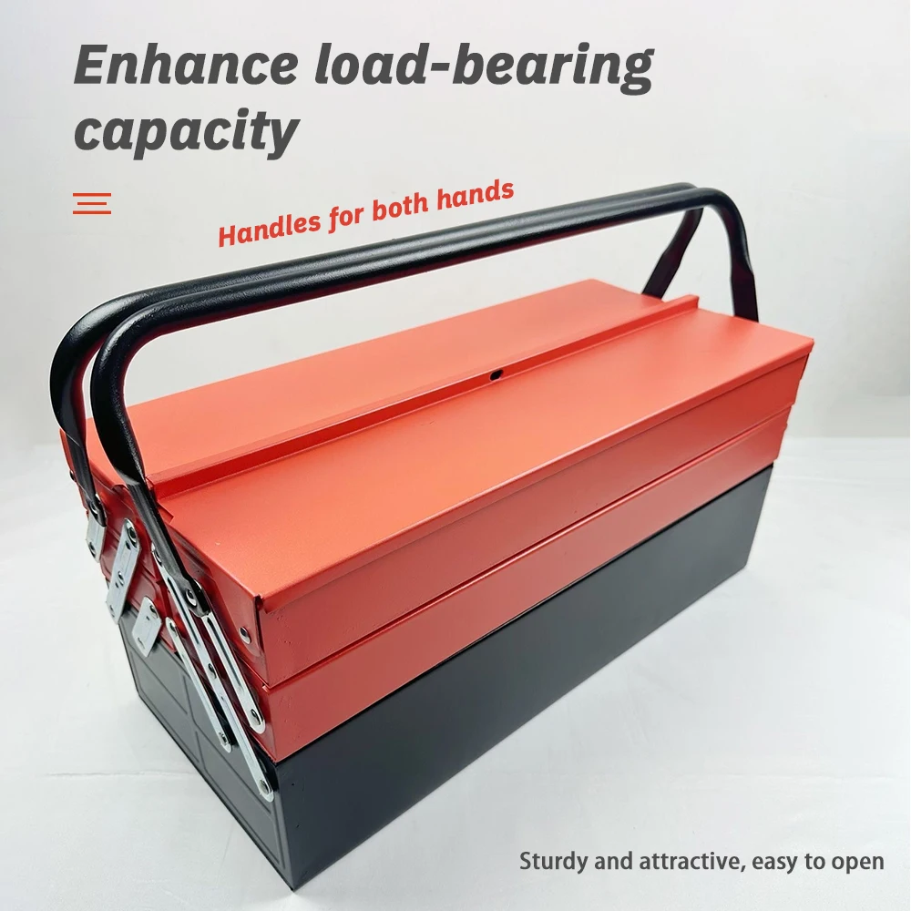 Foldable Metal Toolbox Folding Iron Tool Box Durable Collapsible Organizer Handheld Storage Box for Home Hand Tools Screws Nails