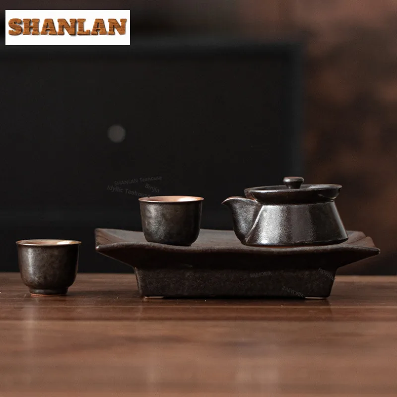 

100ml Black Shino Kiln Fambe Teapot Japanese Tea Infuser Pot Household Tea Maker Kettle With Strainer Puer Cha Accessories Craft