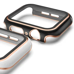 Cover For Apple watch Case 45mm 41mm 44mm 40mm 42mm 38mm Screen Protector PC Bumper Tempered Glass iWatch series 8 7 SE 6 5 4 9