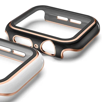 Housse pour Apple watch, 45mm 41mm 44mm 40mm 42mm 38mm, protecteur d'écran, pare-chocs PC, verre trempé, série iWatch 8 7 SE 6 5 4 9