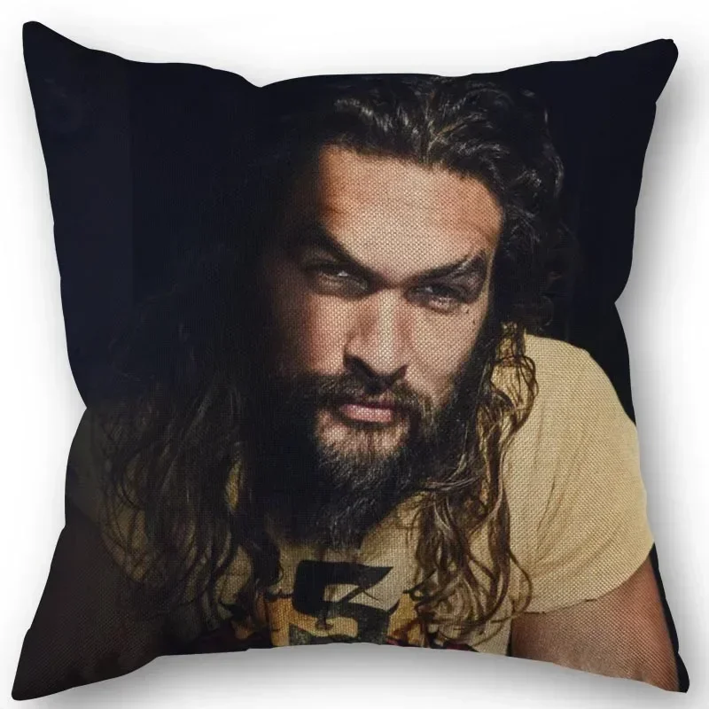 45X45cm Pillow Cover Jason momoa Square Zipper Cotton Linen Pillow Cases Bedroom Home Wedding Decorative Pillowcase 1213