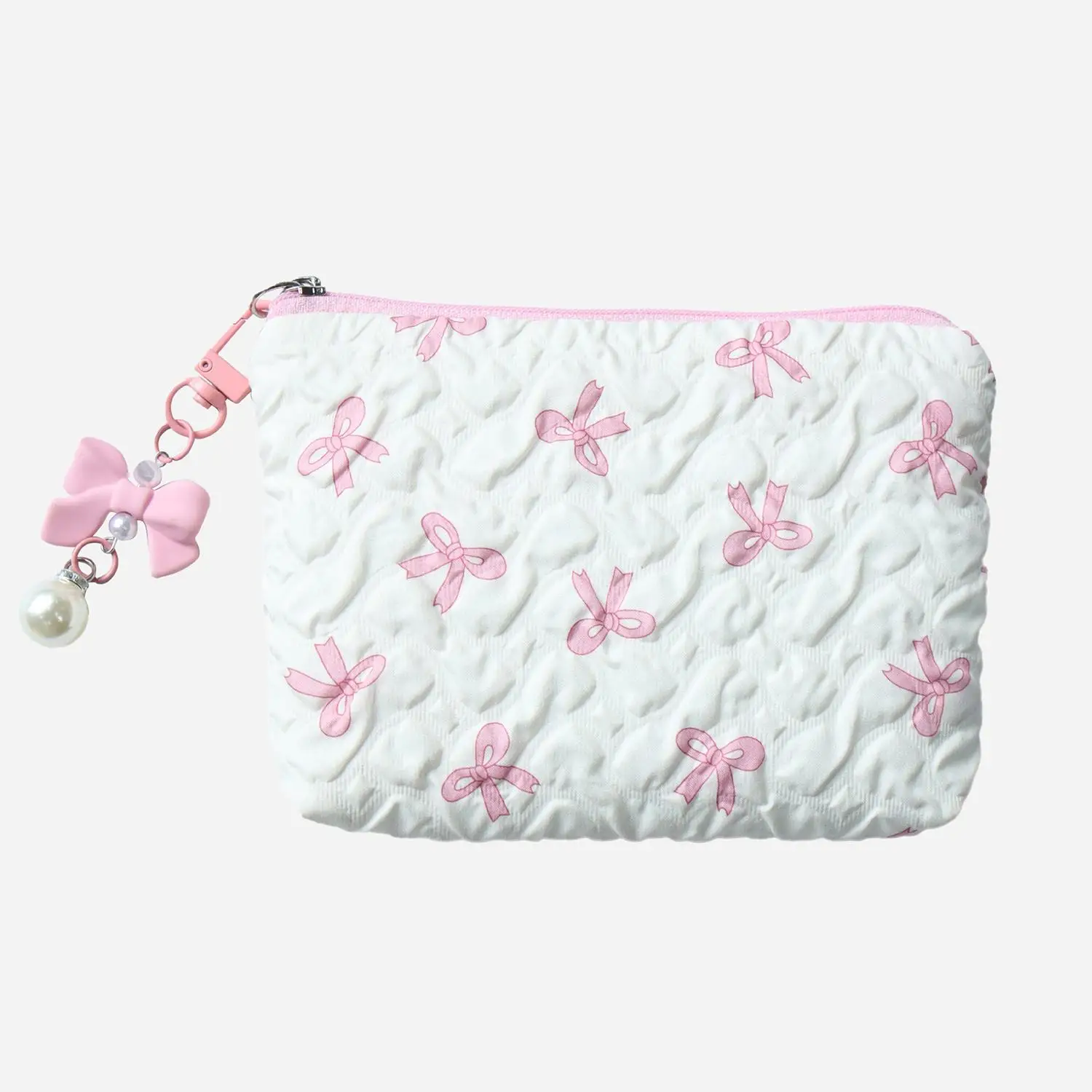 Trousse de maquillage en coton avec petit nœud pour femmes, trousse de maquillage portable, poudres de toilette, trousse de maquillage pour filles, trousse de voyage, haute capacité d'évaluation, mignon