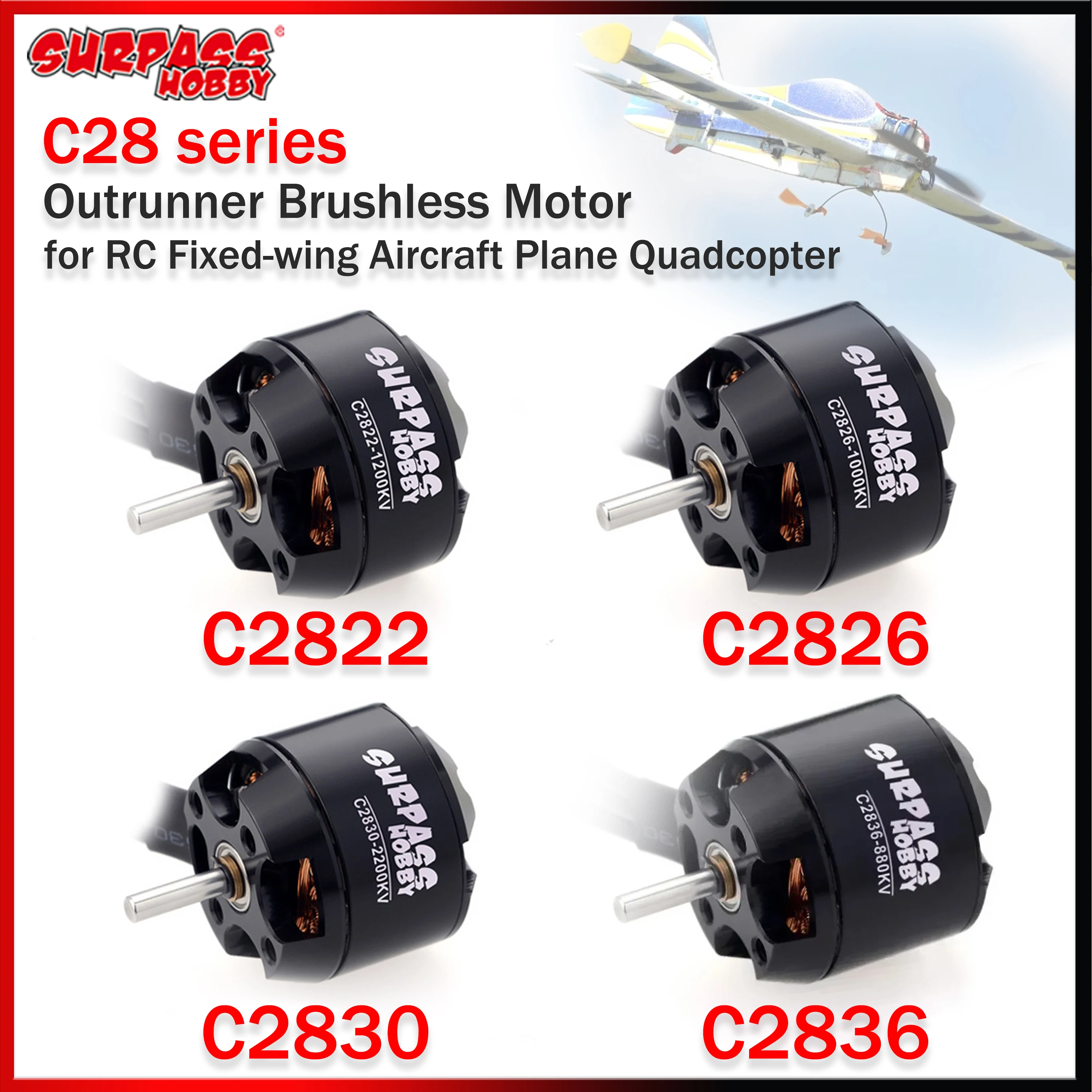 SurpassHobby 2822 2826 2830 2836 Brushless Motor C Series Motor for RC Fixed-wing Aircraft Plane Quadcopter FPV Drone Helicopter