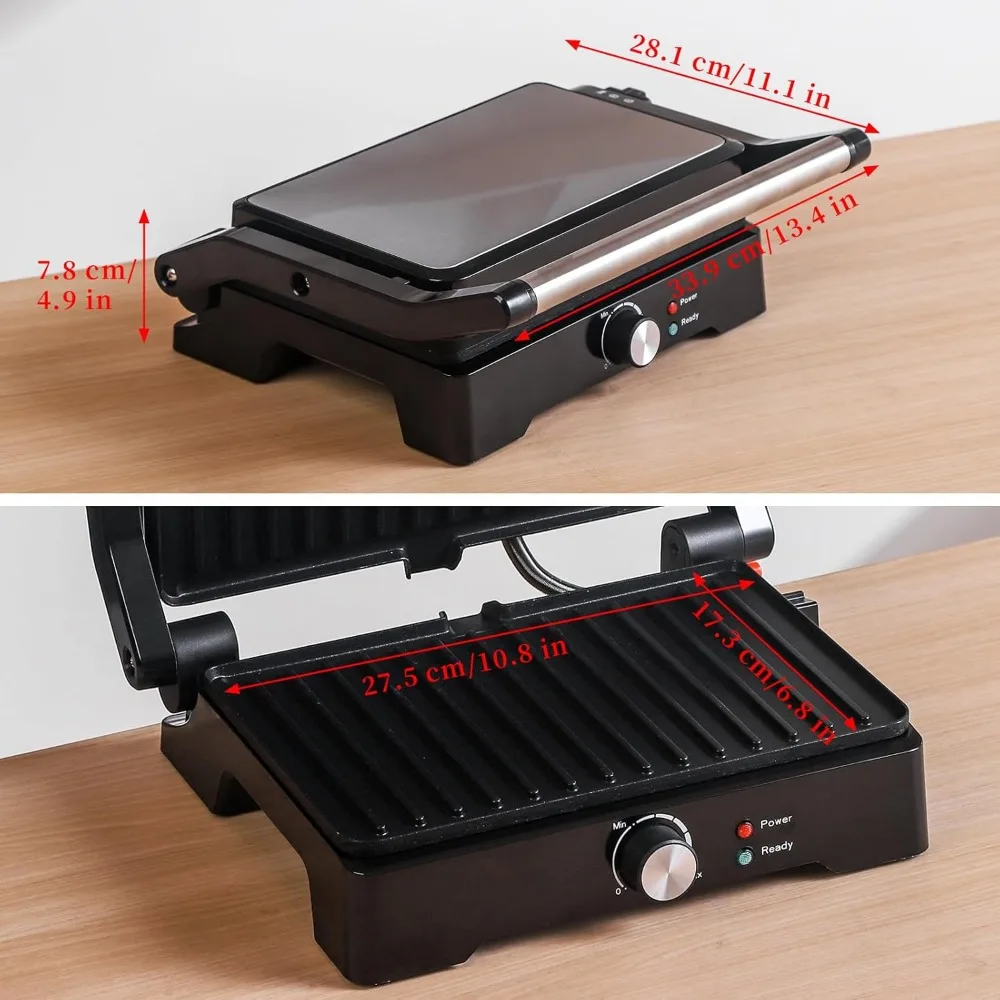 Panini Press Grill Sandwich Maker, Large Electric 3 in 1 Panini Sandwich Maker Grill, Open 180 Degrees for Grill Indoor, Perfect